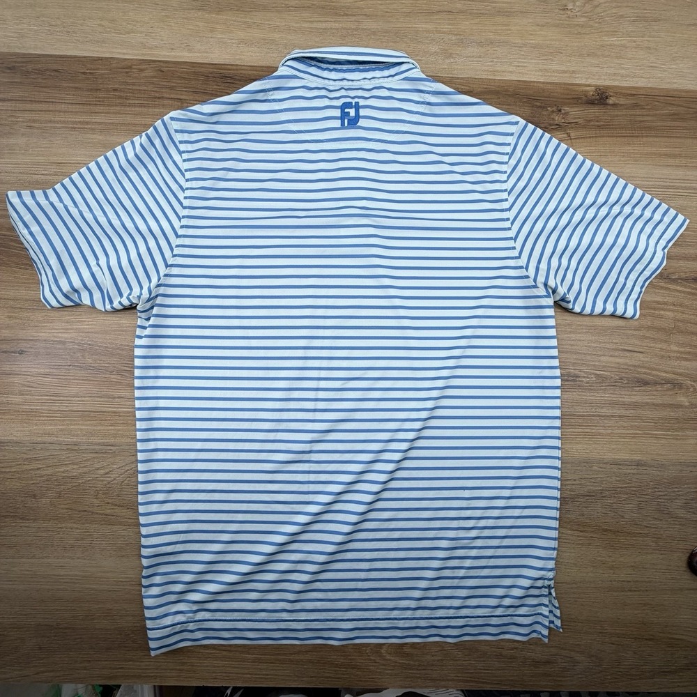 FootJoy Golf Polo Men's Large Blue White Stripe Stretch Performance‎ - Picture 5 of 7